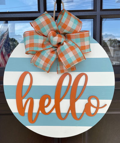 Fall decor, hello door wreath, Fall door hanger, Autumn wreath, Thanksgiving decor, 3D letters, Round Welcome Sign, Welcome Door Hanger