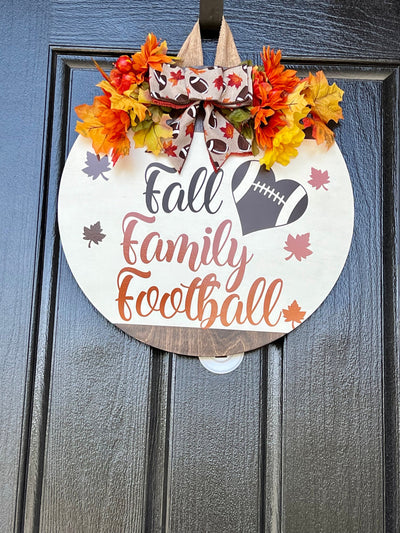 Front Door Decor, Fall, Family, Football Door Hanger, Fall Welcome Sign, Football Door Wreath