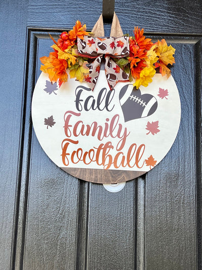 Front Door Decor, Fall, Family, Football Door Hanger, Fall Welcome Sign, Football Door Wreath