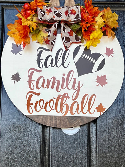 Front Door Decor, Fall, Family, Football Door Hanger, Fall Welcome Sign, Football Door Wreath