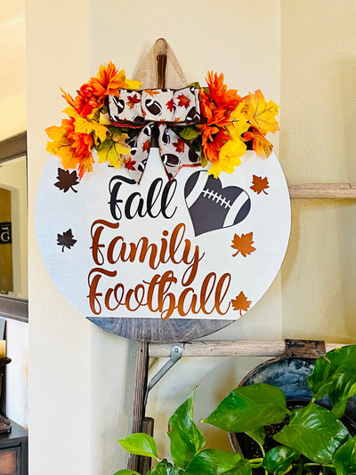Front Door Decor, Fall, Family, Football Door Hanger, Fall Welcome Sign, Football Door Wreath