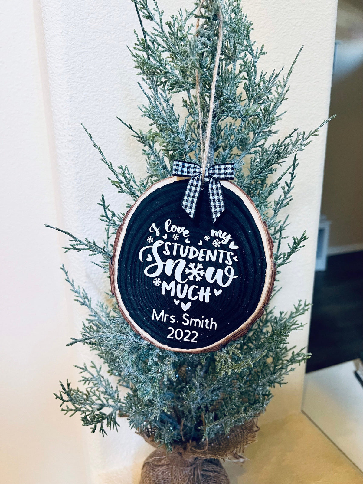 Teacher Christmas Ornament, Personalized Teacher Ornament, Rustic Christmas Ornament, Wood Slice Christmas Ornament