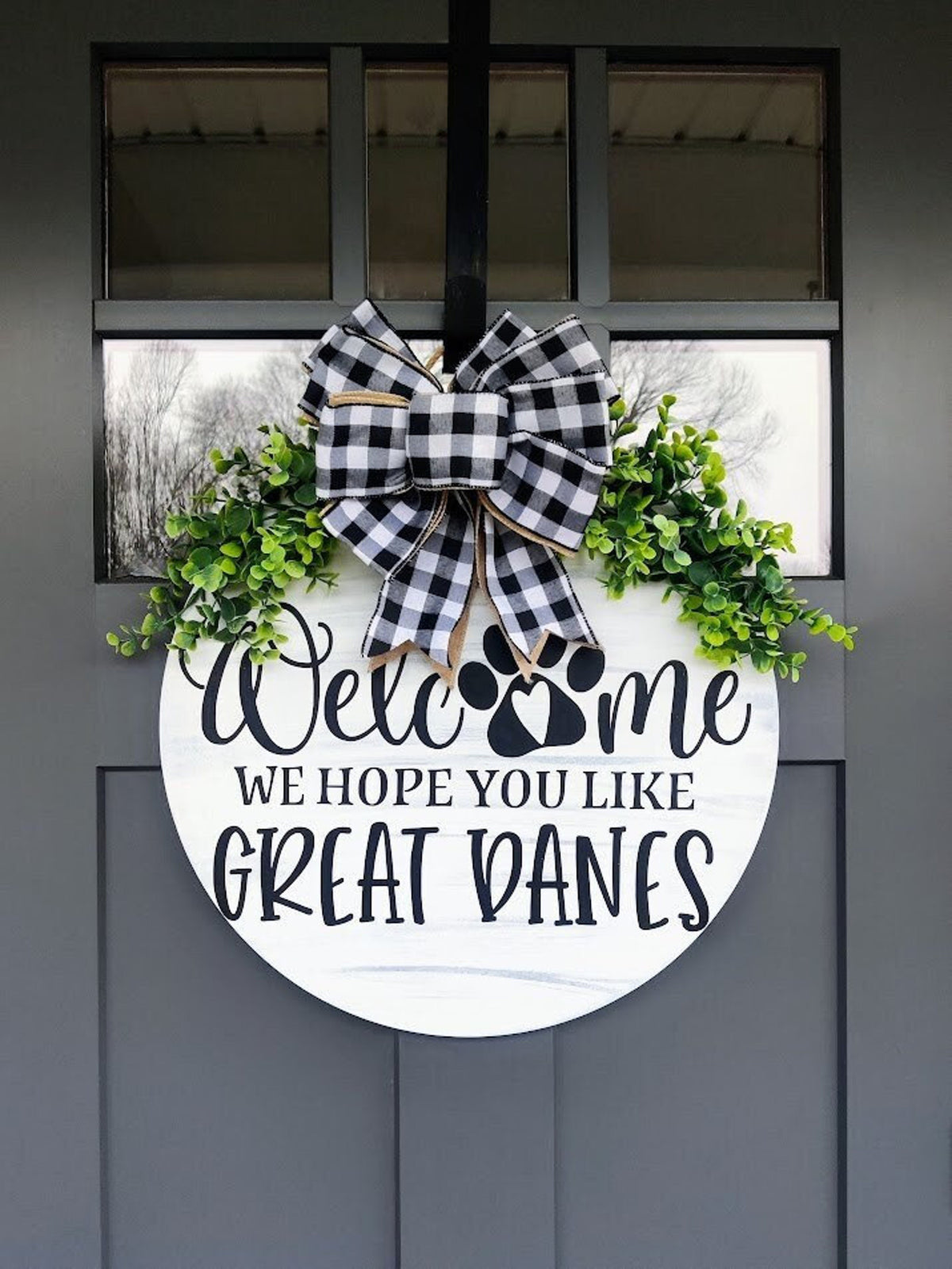 Great Dane Door Decor | Great Dane Wreath | Dog Welcome Sign | Door Hanger | Hope you like Great Danes | Home Decor | Housewarming Gift