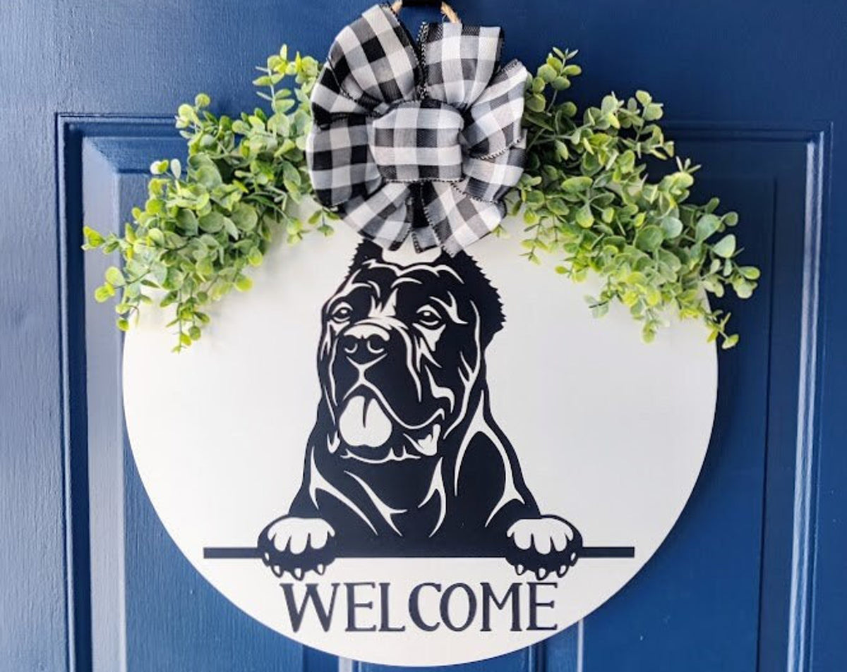 Front Door Decor | Cane Corso Welcome Sign | Dog Door Wreath | Paw Print Door Hanger | Home Decor | Housewarming Gift | Big Dogs