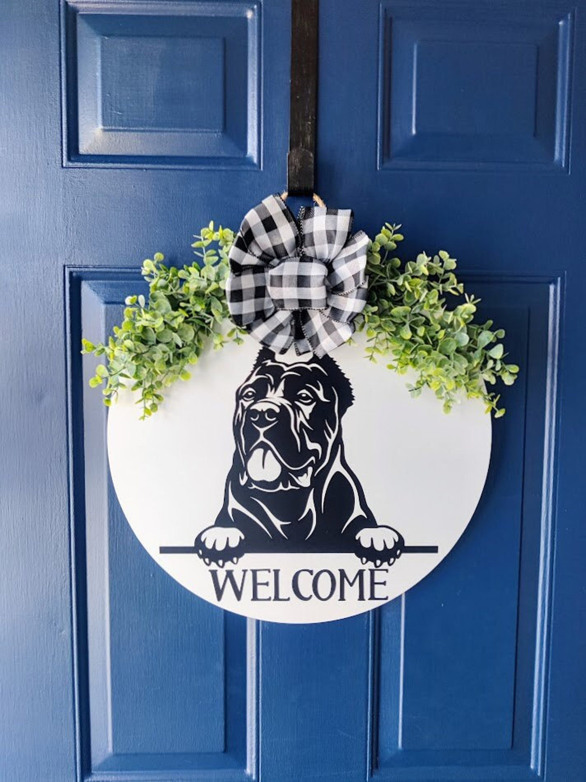 Front Door Decor | Cane Corso Welcome Sign | Dog Door Wreath | Paw Print Door Hanger | Home Decor | Housewarming Gift | Big Dogs