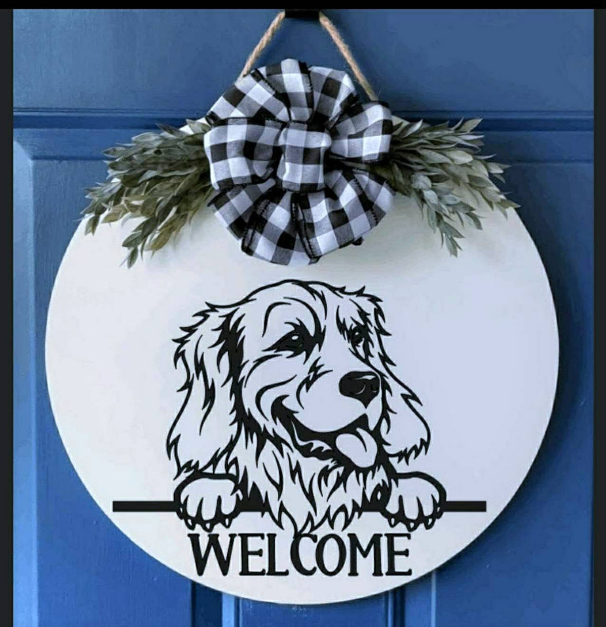 Golden Retriever Welcome Sign | Dog Welcome Wreath | Door Wreath | Front Door Decor | Door Hanger | Home Decor | Housewarming Gift