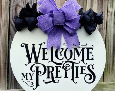 Halloween Front Door Decor | Halloween Door Hanger | Welcome My Pretties | Halloween Wreath | Fall Wreath | Home Decor | Housewarming Gift