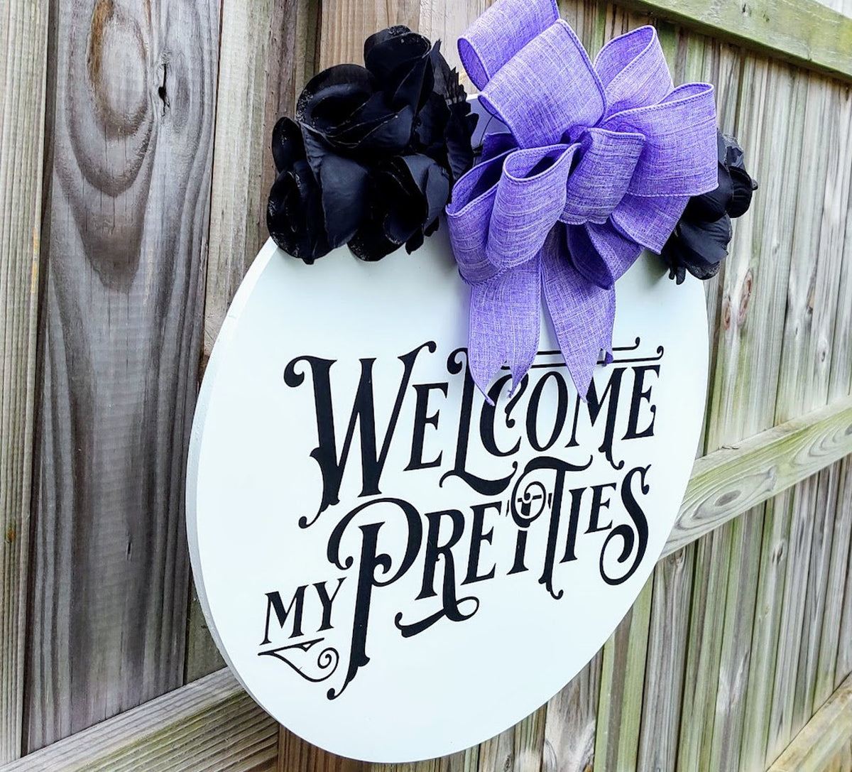 Halloween Front Door Decor | Halloween Door Hanger | Welcome My Pretties | Halloween Wreath | Fall Wreath | Home Decor | Housewarming Gift