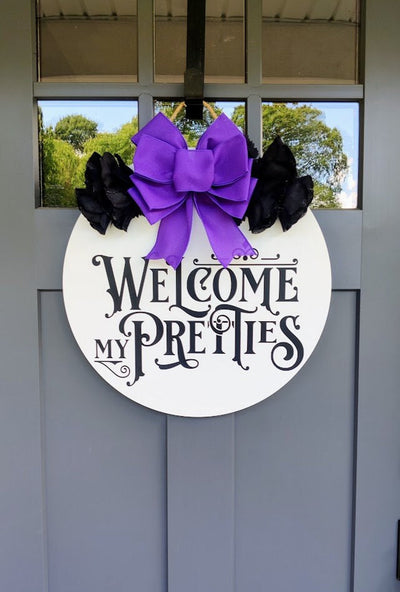 Halloween Front Door Decor | Halloween Door Hanger | Welcome My Pretties | Halloween Wreath | Fall Wreath | Home Decor | Housewarming Gift