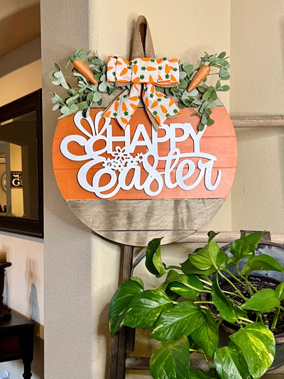 Easter Door Sign, Wood Round Door Hanger