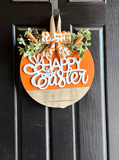 Easter Door Sign, Wood Round Door Hanger