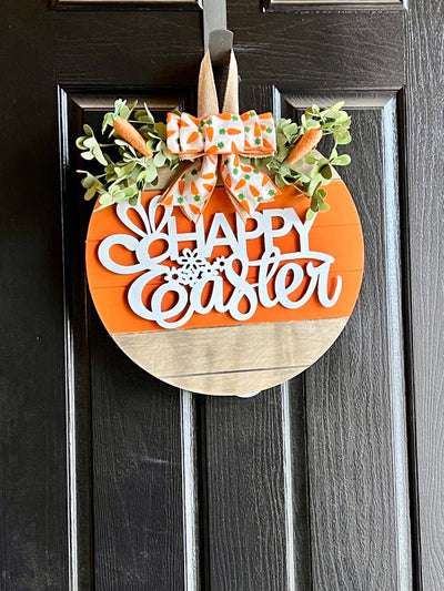 Easter Door Sign, Wood Round Door Hanger