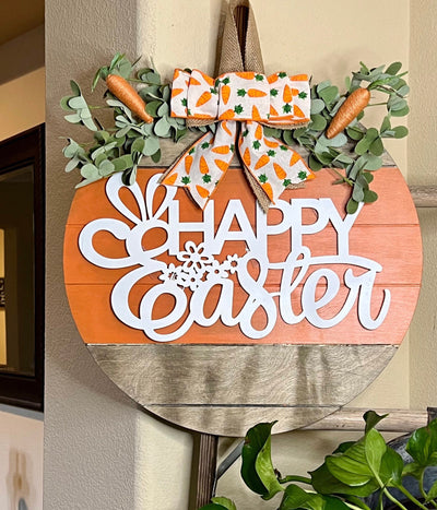 Easter Door Sign, Wood Round Door Hanger