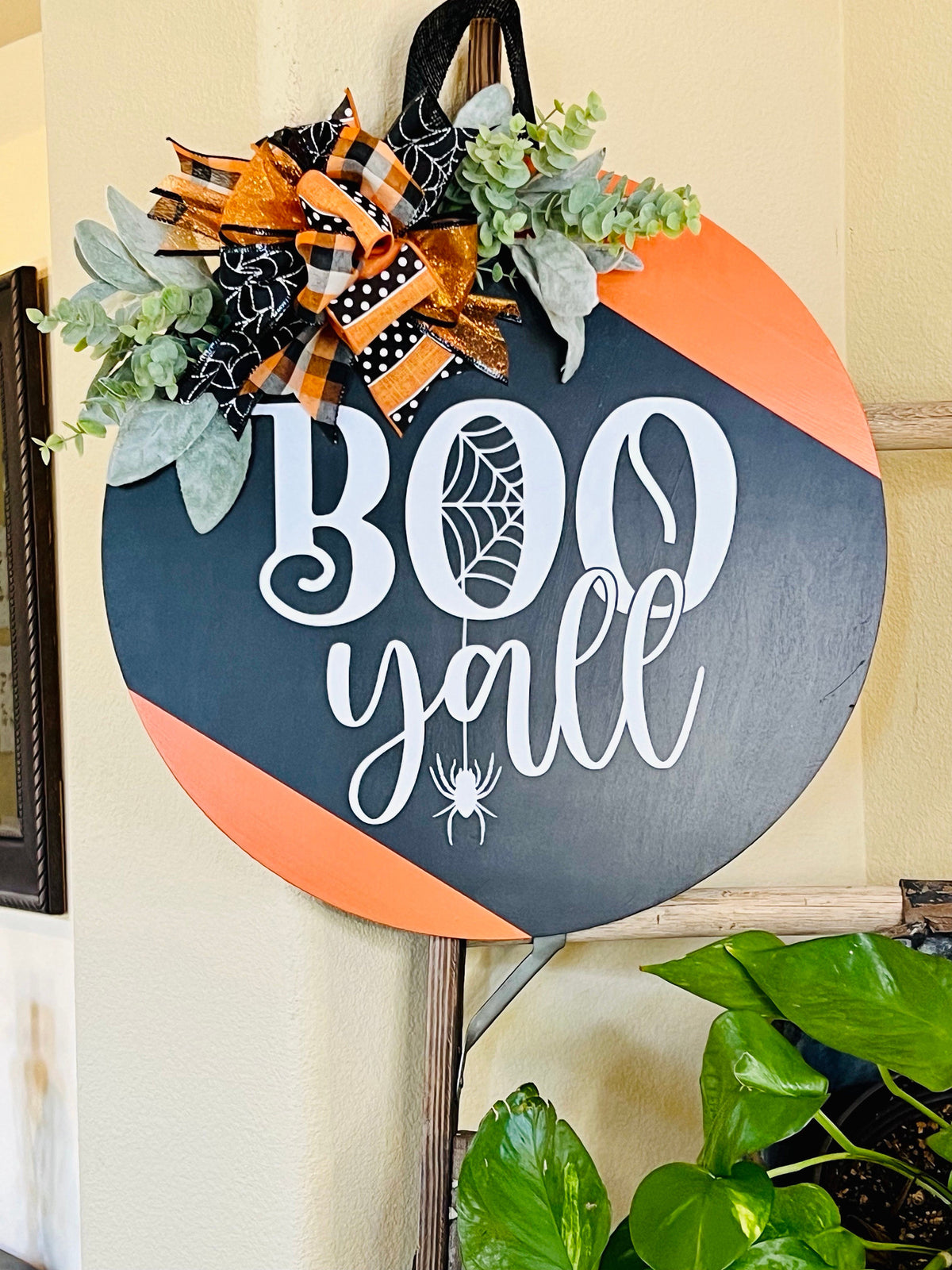 Halloween Door Decor, Halloween Welcome Sign, Halloween Door Hanger, Spooky Wooden Door Wreath
