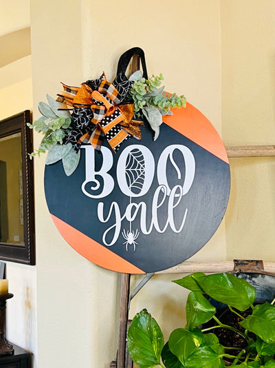 Halloween Door Decor, Halloween Welcome Sign, Halloween Door Hanger, Spooky Wooden Door Wreath