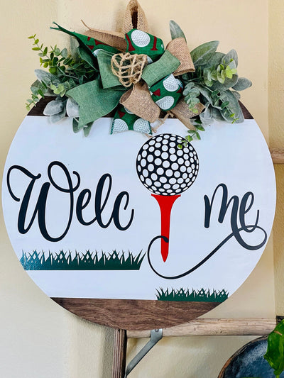Front Door Decor, Golf Welcome Sign, Front Door Wreath, Golf Door Hanger, Year Round Door Sign
