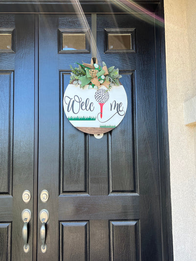 Front Door Decor, Golf Welcome Sign, Front Door Wreath, Golf Door Hanger, Year Round Door Sign