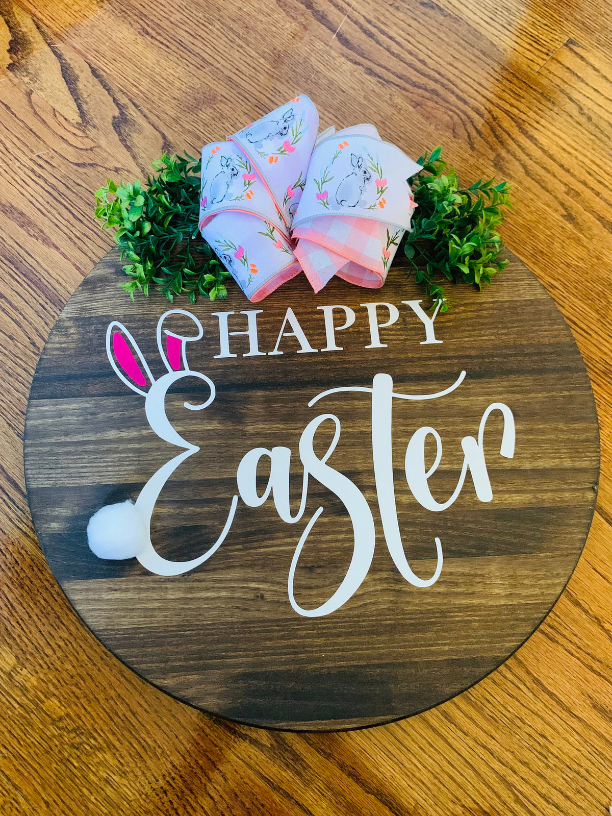 Happy Easter | Wood Round Easter Sign | Wood Door Hanger | Easter | Spring Decor | Easter Sign| Easter Bunny |