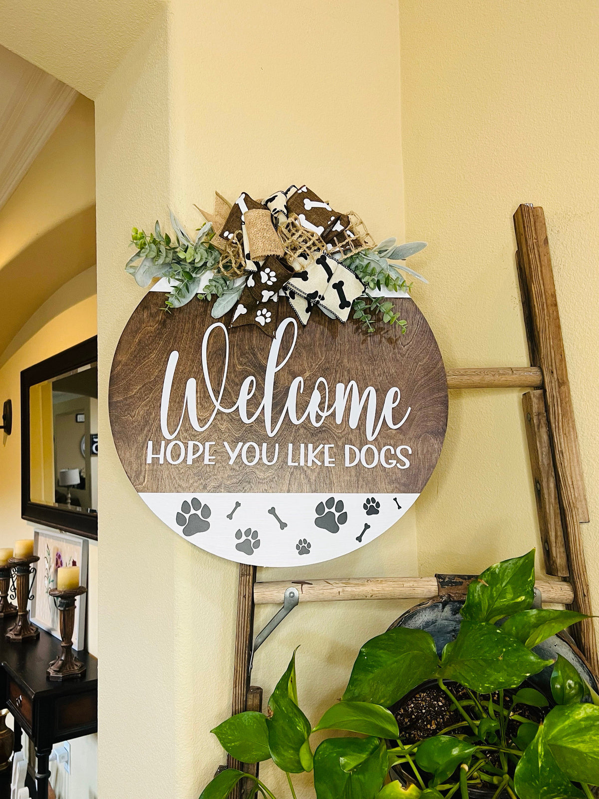 Front Door Decor, Dog Door Sign, Hope You Like Dogs, Front Door Hanger, Front Door Wreath, Dog Lover Gift
