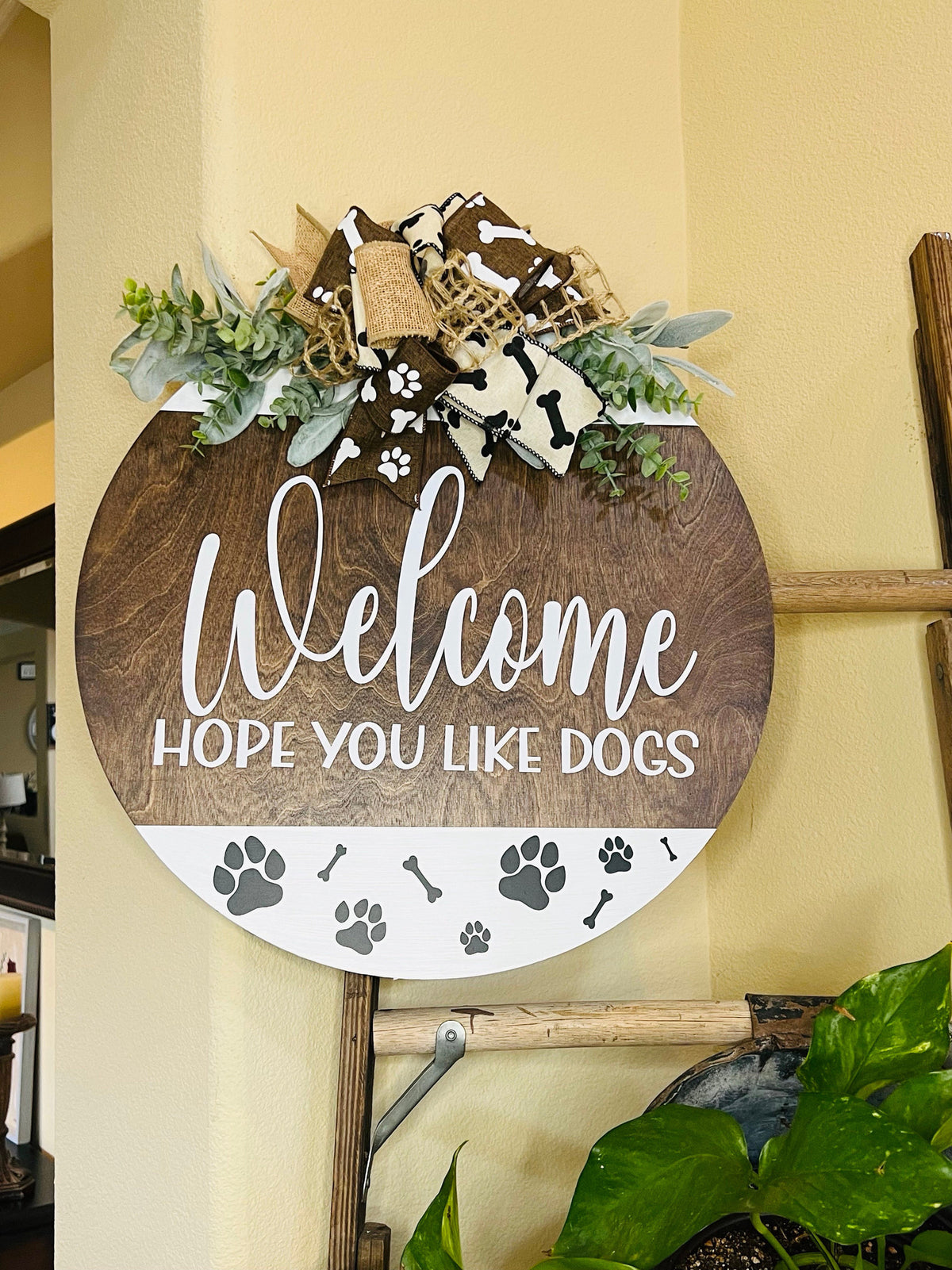 Front Door Decor, Dog Door Sign, Hope You Like Dogs, Front Door Hanger, Front Door Wreath, Dog Lover Gift