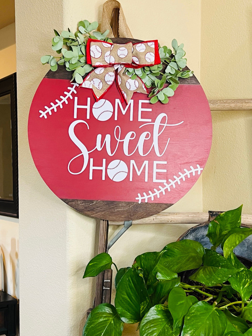 Front Door Decor, Baseball Welcome Sign, Front Door Wreath, Home Sweet Home Hanger, Year Round Door Sign