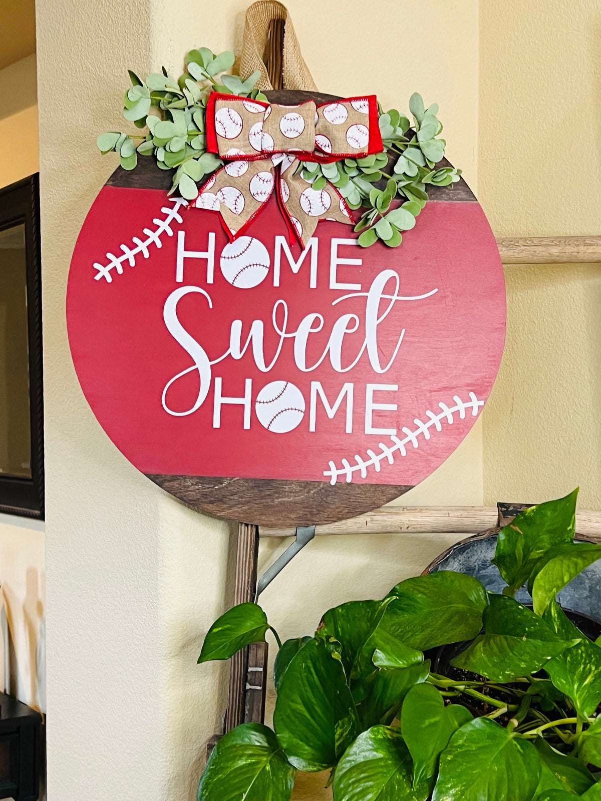 Front Door Decor, Baseball Welcome Sign, Front Door Wreath, Home Sweet Home Hanger, Year Round Door Sign