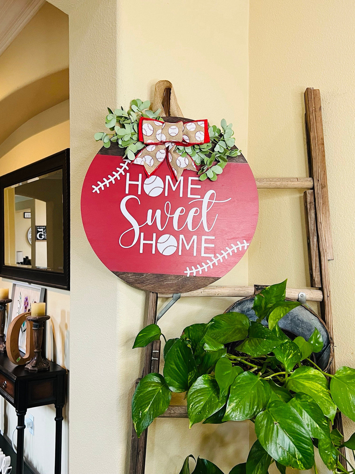 Front Door Decor, Baseball Welcome Sign, Front Door Wreath, Home Sweet Home Hanger, Year Round Door Sign