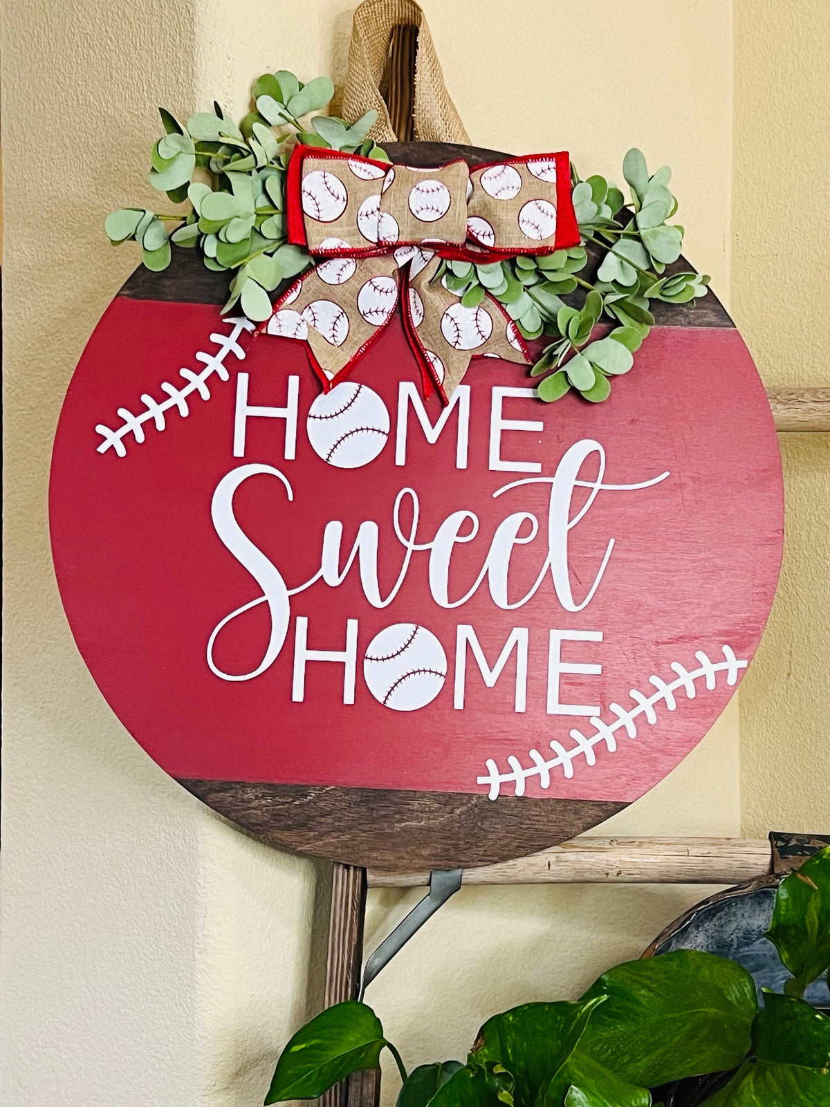 Front Door Decor, Baseball Welcome Sign, Front Door Wreath, Home Sweet Home Hanger, Year Round Door Sign