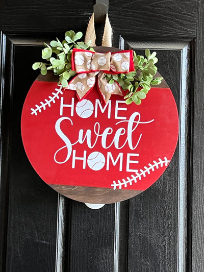 Front Door Decor, Baseball Welcome Sign, Front Door Wreath, Home Sweet Home Hanger, Year Round Door Sign