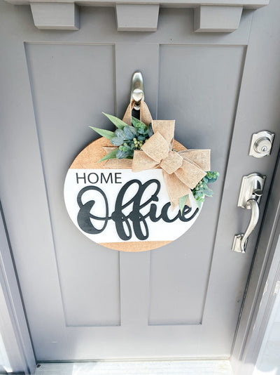 Front Door Decor | Home Office | Round Wood Sign | Front Door Wreath | Wood Door Hanger | Farmhouse | 3D Lettering | Housewarming Gift