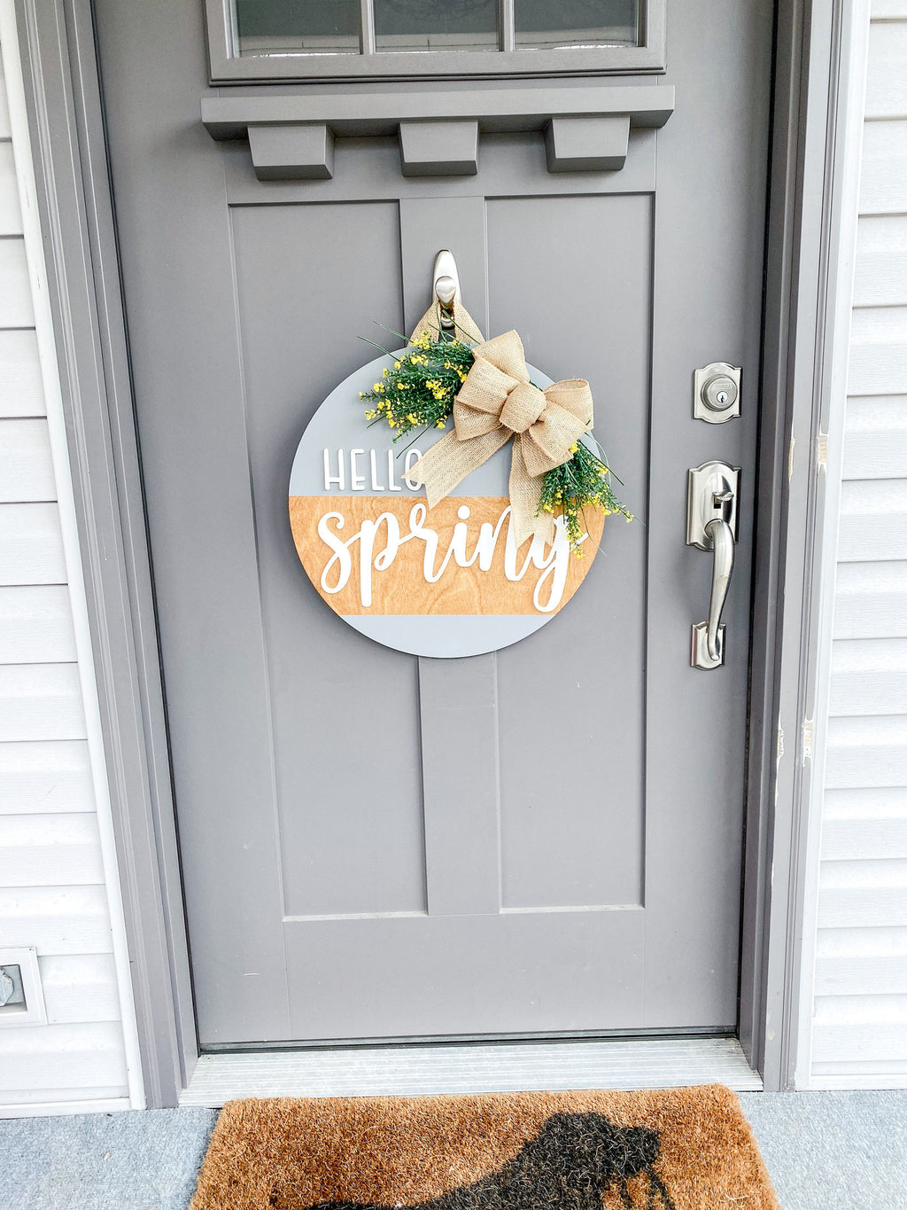 Hello Spring | Wood Door Hanger | Front Door Decor | Spring Door Hanger | Farmhouse Decor | 3D Lettering | Housewarming Gift | Realtor Gift
