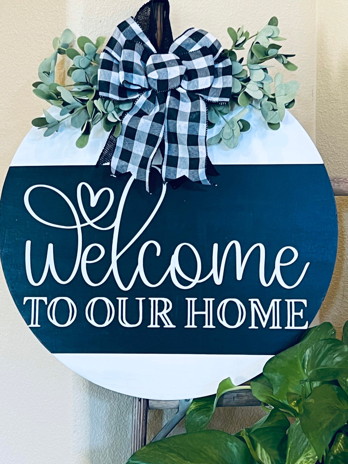 Front Door Decor, Welcome To Our Home Door Hanger, Farmhouse Wood Wreath, Everyday Door Sign, Housewarming Gift