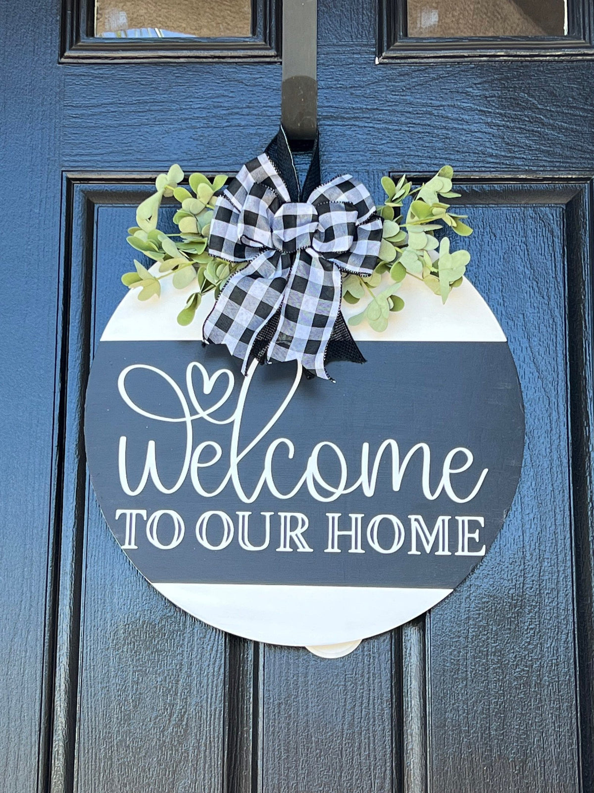 Front Door Decor, Welcome To Our Home Door Hanger, Farmhouse Wood Wreath, Everyday Door Sign, Housewarming Gift