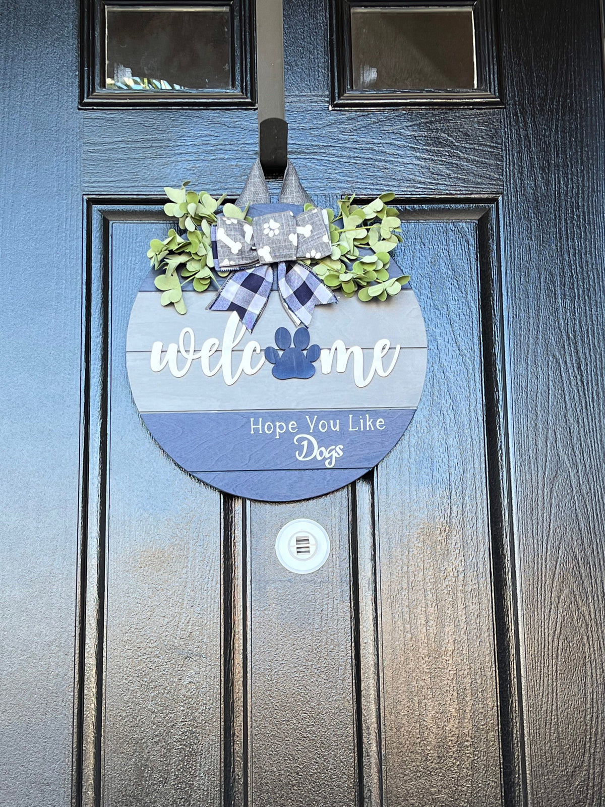 Welcome Door Sign, Hope You Like Dogs, Front Door Wreath, Front Door Decor, Paw Print Wreath