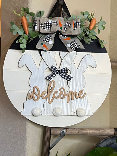 Easter Door Sign, Wood Round Door Hanger