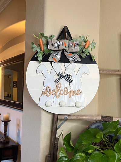 Easter Door Sign, Wood Round Door Hanger