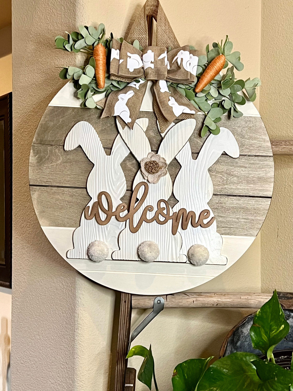 Easter Door Sign, Wood Round Door Hanger