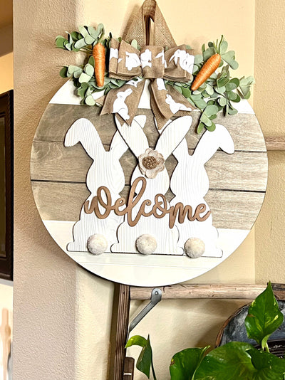 Easter Door Sign, Wood Round Door Hanger