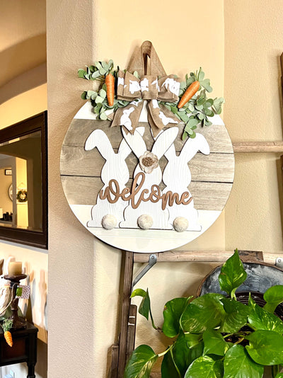 Easter Door Sign, Wood Round Door Hanger