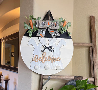 Easter Door Sign, Wood Round Door Hanger