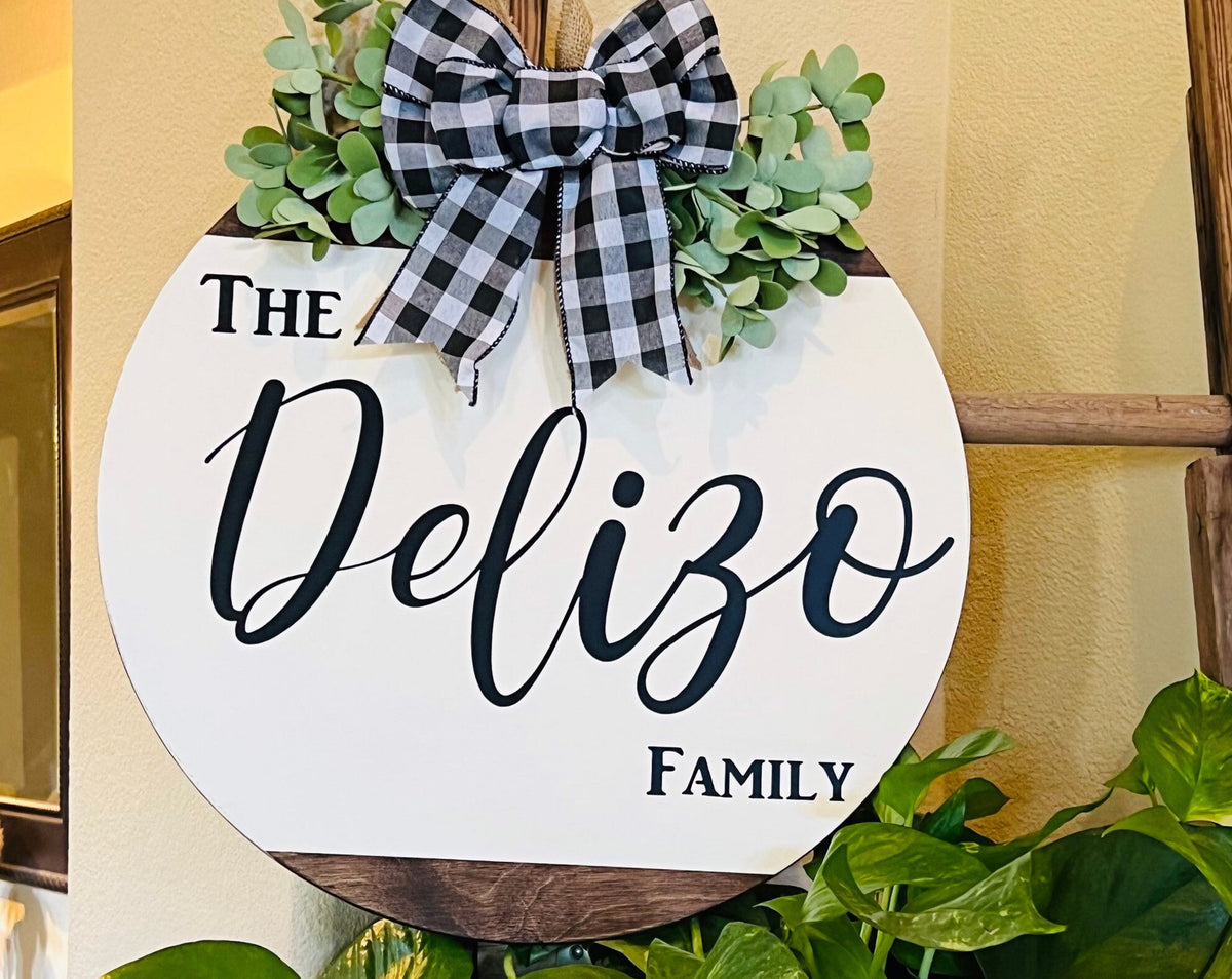 Front Door Decor, Personalized Door Sign, Last Name Door Hanger, Front Door Wreath, Family Name Sign, Year Round Door Hanger