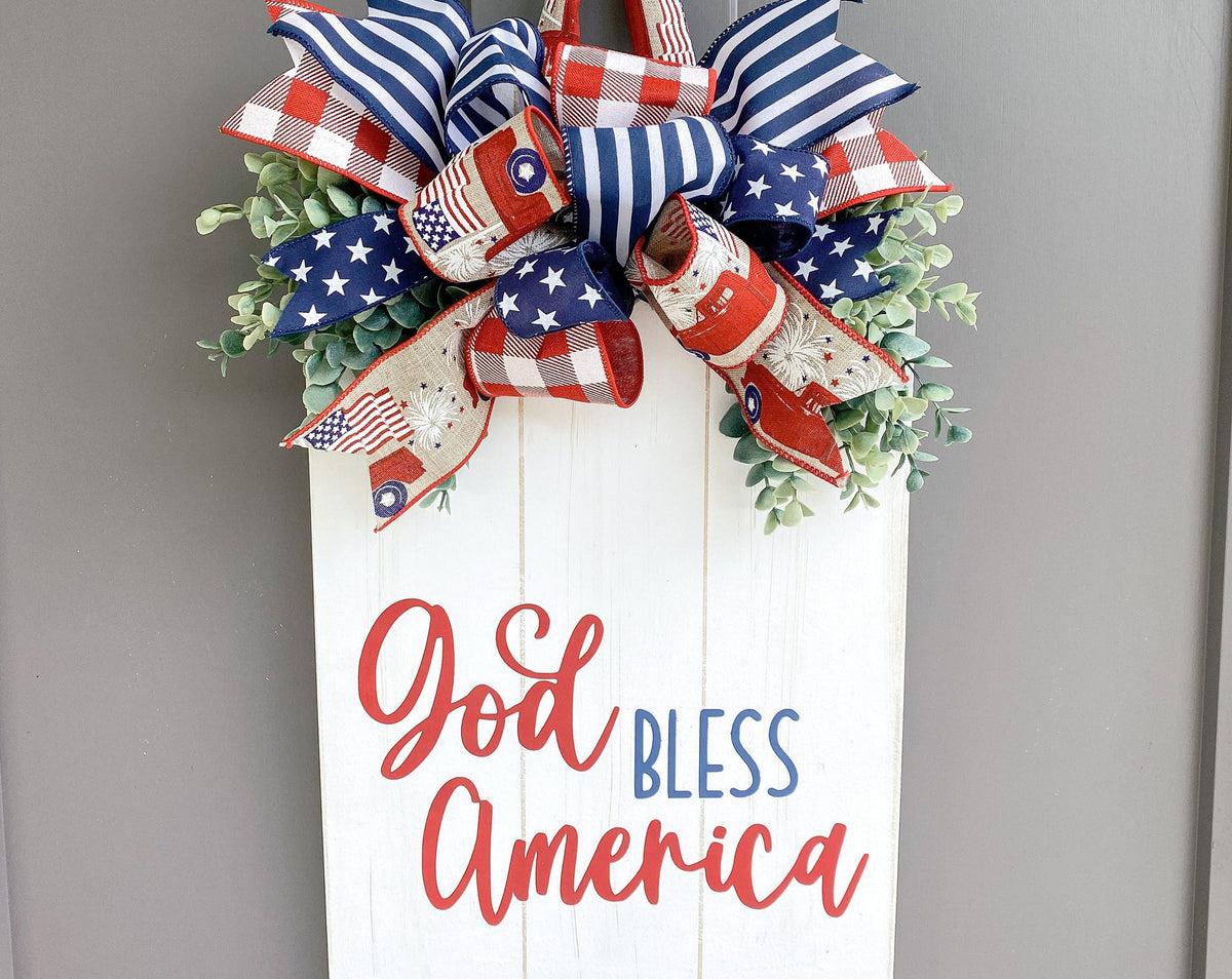 Front Door Decor | Tag Door Hanger | Americana | God Bless America | 4th of July | Memorial Day | Front Door Sign | Patriotic