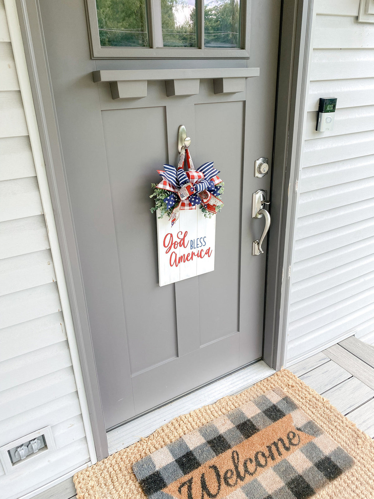 Front Door Decor | Tag Door Hanger | Americana | God Bless America | 4th of July | Memorial Day | Front Door Sign | Patriotic
