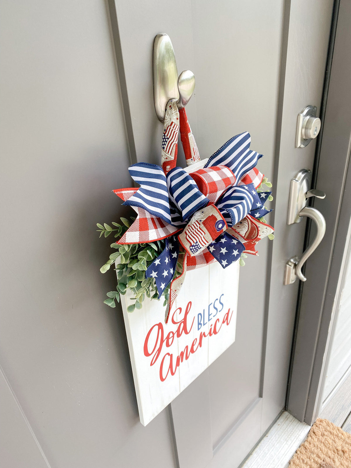 Front Door Decor | Tag Door Hanger | Americana | God Bless America | 4th of July | Memorial Day | Front Door Sign | Patriotic