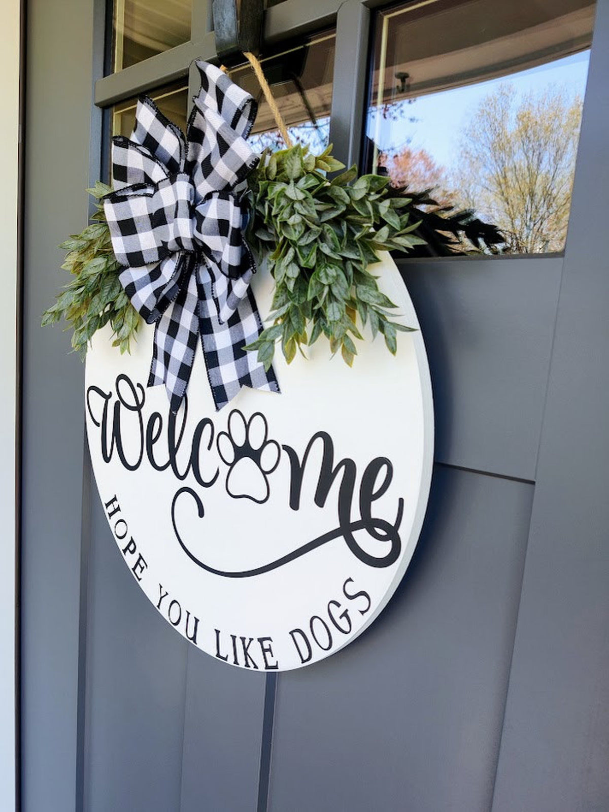 Front Door Decor | Welcome Hope You Like Dogs Sign | Door Wreath | Dog | Dog Welcome Sign | Door Hanger | Dog Door Hanger | Funny Dog Sign