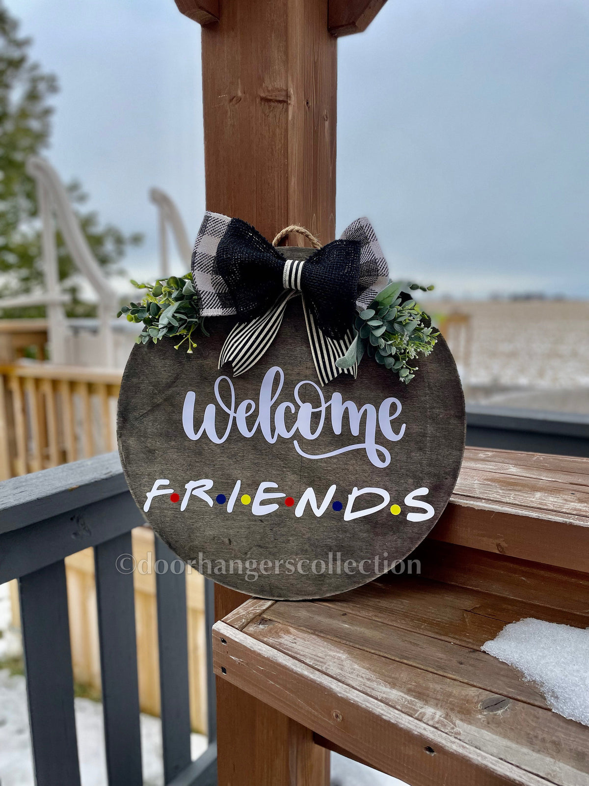 Welcome Friends | Door Hanger | Front Door Decor | Welcoming Sign | Front Porch Wreath