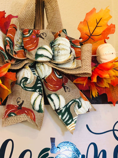 Fall Door Sign, Welcome Fall Door Hanger, Farmhouse Wreath, Pumpkin Door Decor, Housewarming Gift, Thanksgiving Sign
