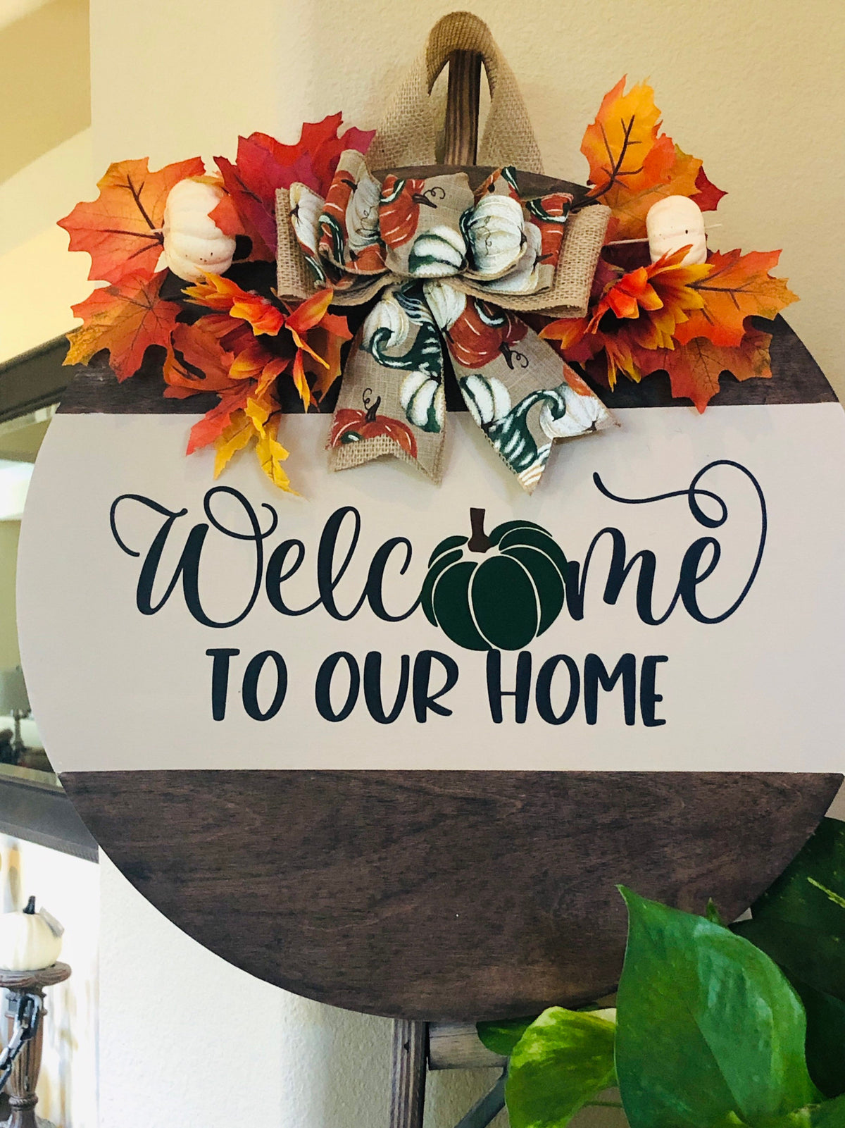 Fall Door Sign, Welcome Fall Door Hanger, Farmhouse Wreath, Pumpkin Door Decor, Housewarming Gift, Thanksgiving Sign
