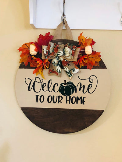 Fall Door Sign, Welcome Fall Door Hanger, Farmhouse Wreath, Pumpkin Door Decor, Housewarming Gift, Thanksgiving Sign