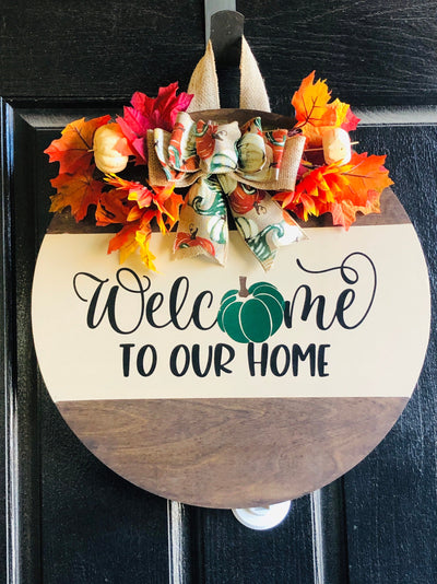 Fall Door Sign, Welcome Fall Door Hanger, Farmhouse Wreath, Pumpkin Door Decor, Housewarming Gift, Thanksgiving Sign